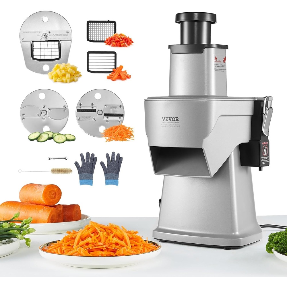 image:imageVEVOR Electric Vegetable Slicer 4 in 1 Multifunctional Food Cutter 200W Vegetable Chopper for Slicing Shredding Dicing and Slitting with CutResistant Gloves for Commercial and Home UseUpgraded Model