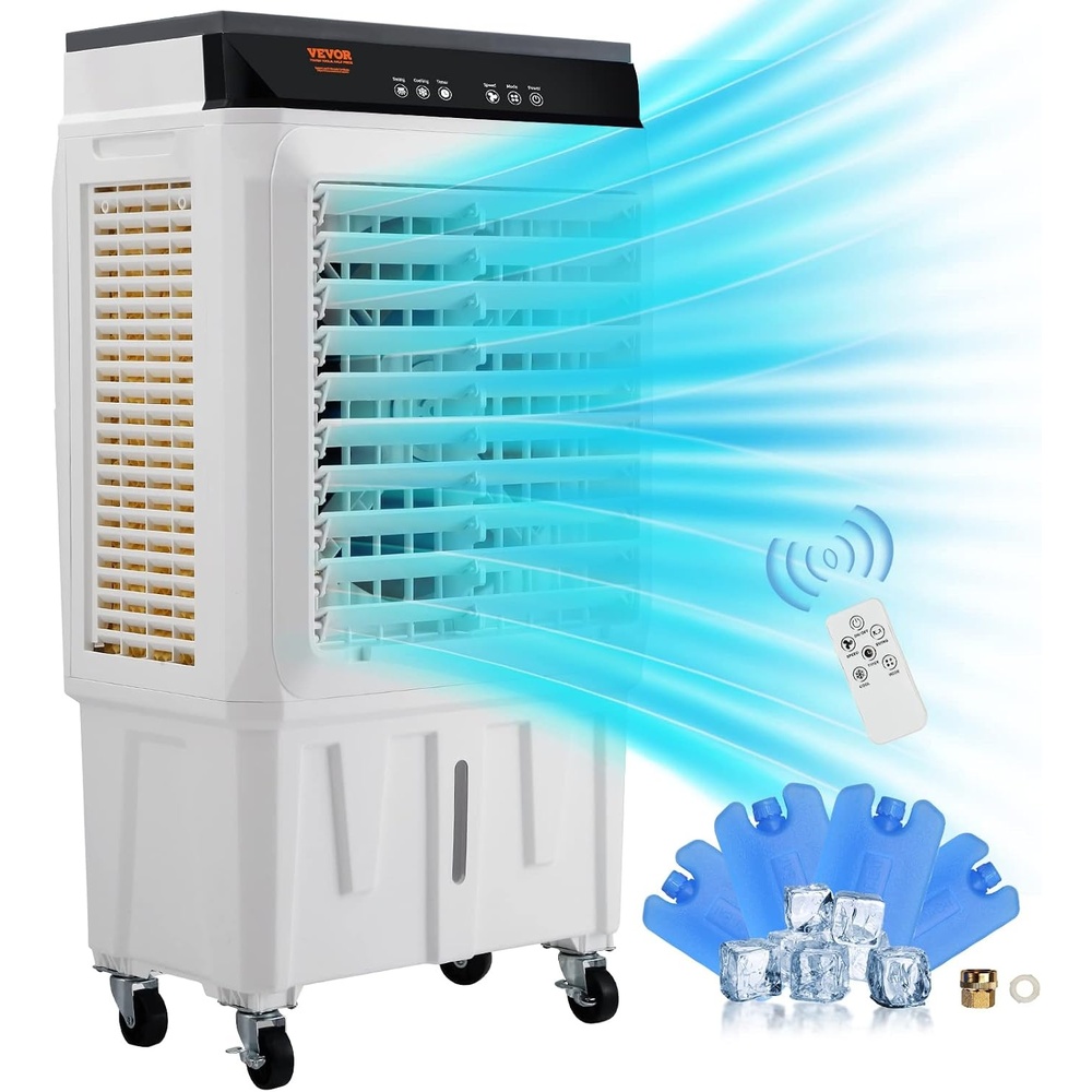 image:imageVEVOR Evaporative Air Cooler2100 CFM 13X34 inch Air Cooler3 Speeds and 12H Timer Portable Air ConditionerEnergySaved Swamp Cooler for partypool and patio7 Gal Water Tank amp 750 SqFt2100 CFM