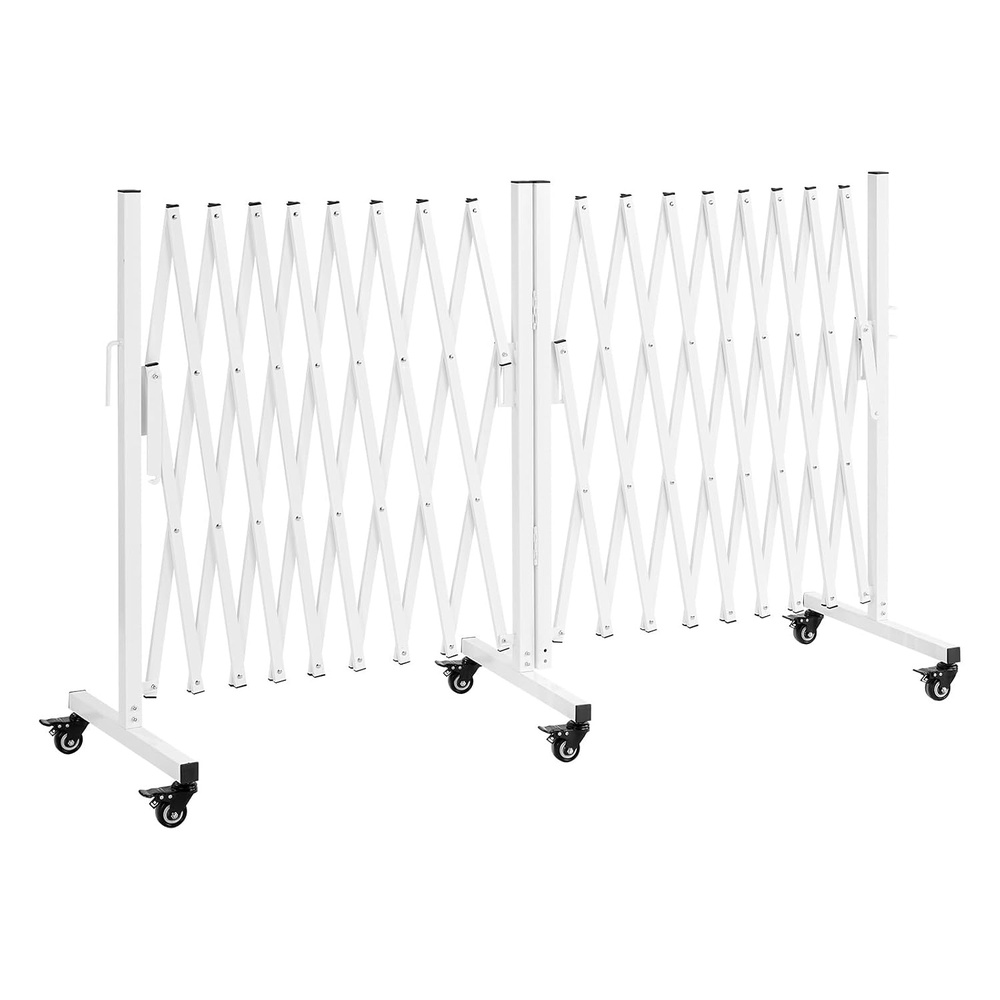 image:imageVEVOR Expandable Barricade 11FT Expandable Safety Barrier Flexible Mobile Barricade with Locking Casters Portable Folding Security Gate Metal Traffic Fence for Patio Garden StairwayWhite