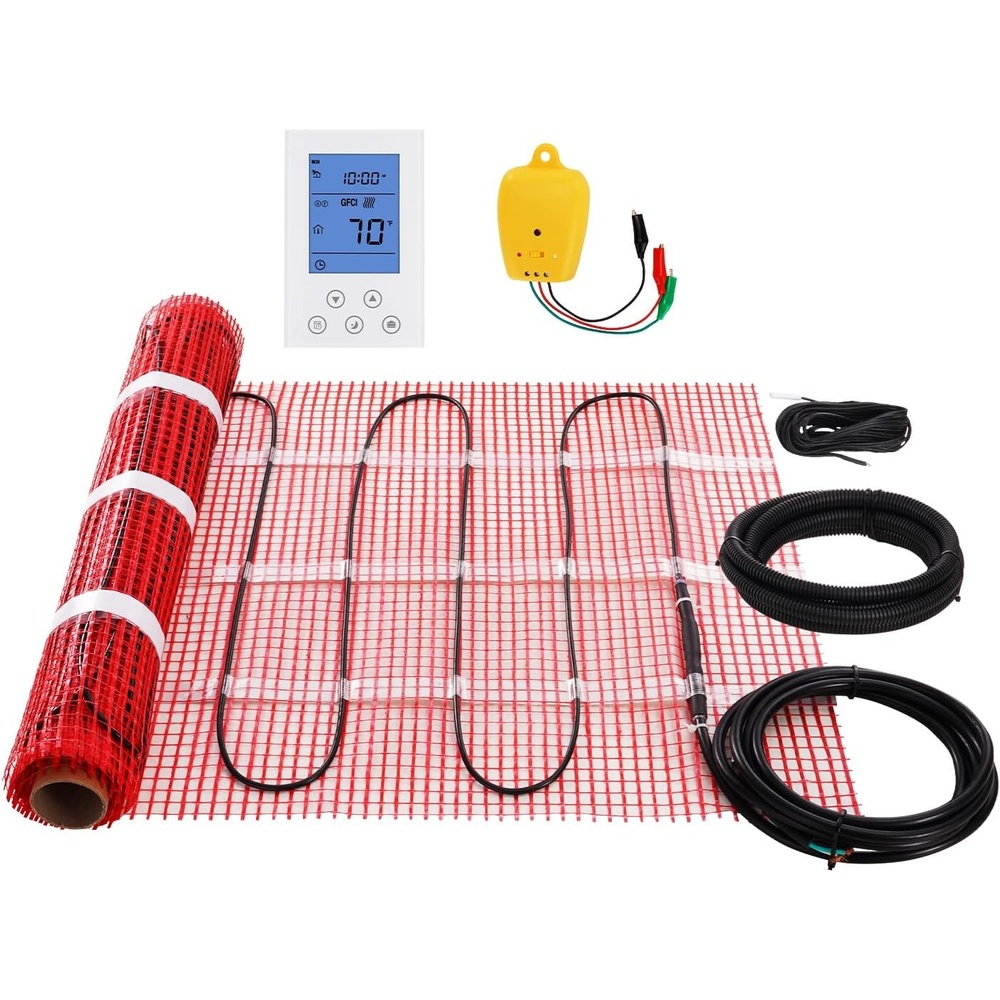 image:imageVEVOR Floor Heating Mat10 Sqft 14113 Electric Radiant Floor Heated Warm System with Digital Floor Sensing Thermostat 110120V Includes Installation Monitor Adhesive Back for Easy Installation10 Sqft