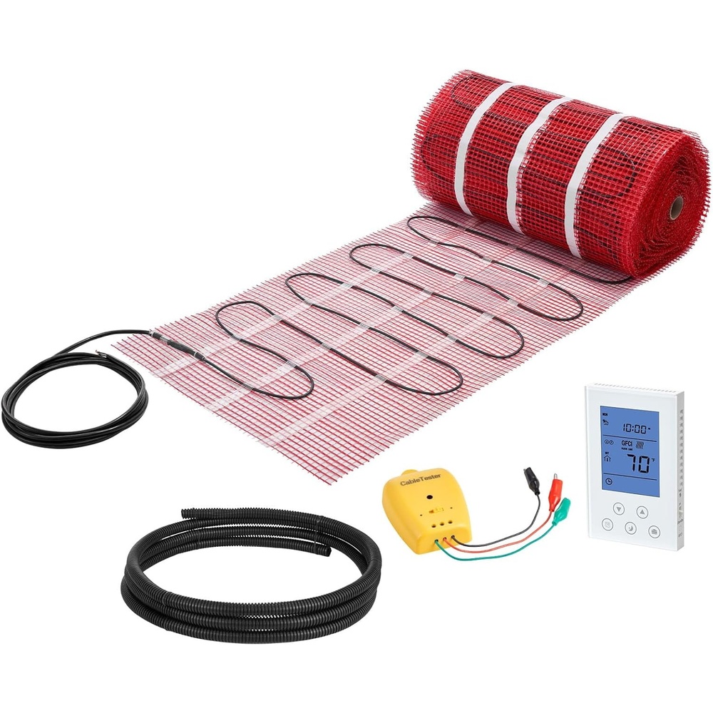image:imageVEVOR Floor Heating Mat10 Sqft 14113 Electric Radiant Floor Heated Warm System with Digital Floor Sensing Thermostat 110120V Includes Installation Monitor Adhesive Back for Easy Installation150 Sqft