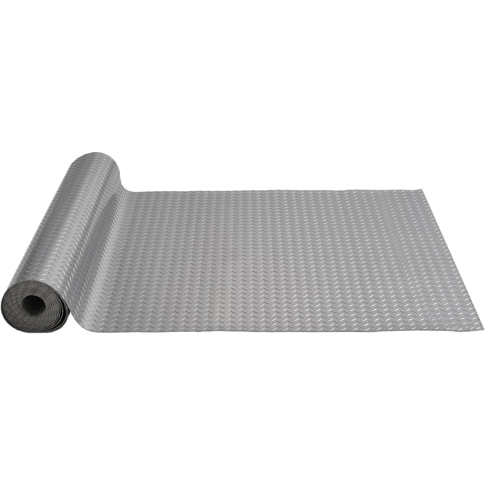 image:imageVEVOR Floor Mats 2 Rolls x 147 x 36 Ft PVC Flooring Roll NonSlip Diamond Texture 10656 sqft Covering Space Black Mats for Under Cars Garage Industry GymGrey
