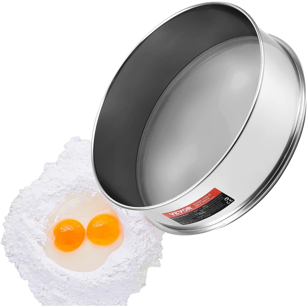 image:imageVEVOR Flour Sieve Fine Mesh 40 Mesh Sifter 304 Stainless Steel Sifter Foodgrade Dia 126 Fine Mesh Strainers for Baking 5 Sizes Mesh hole for Mungbean Rice Flour Pearl Powder40 Mesh