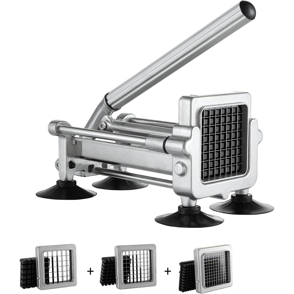 image:imageVEVOR French Fry Cutter Potato Slicer with 12 38 14 Stainless Steel Blades Manual Potato Cutter Chopper with Suction Cups Great for Potato French Fries Cucumber Vegetables Carrot2 inch 38 inch 14 inch
