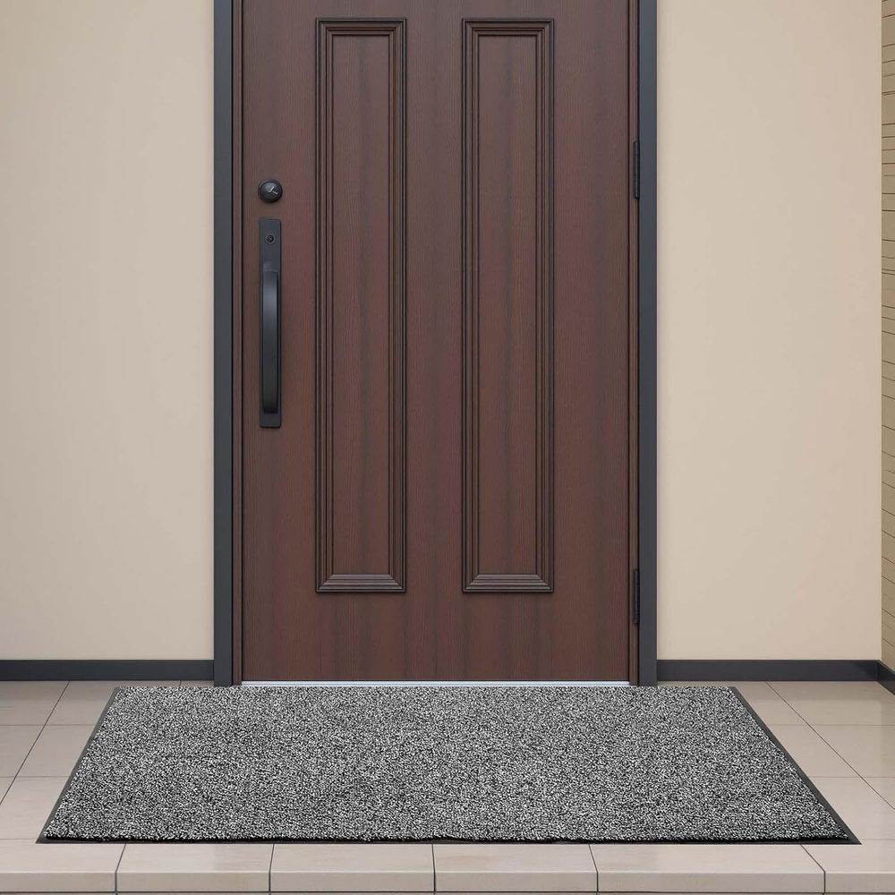 image:imageVEVOR Front Door Mat 6 x 4 ft Indoor Outdoor Doormat Commercial Floor Mat Stylish Striped Industrial Carpet with PVC Backing Heavy Duty Washable Entry Rug Mat for Hallway Balcony Garage GreyGreyblack