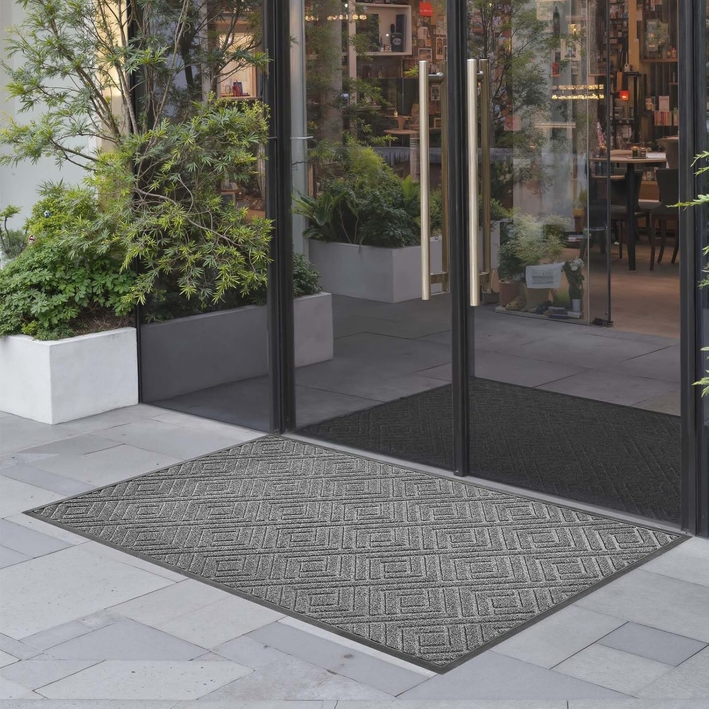image:imageVEVOR Front Door Mat 6 x 4 ft Indoor Outdoor Doormat Commercial Floor Mat Stylish Striped Industrial Carpet with PVC Backing Heavy Duty Washable Entry Rug Mat for Hallway Balcony Garage GreyGreyprinted Pattern
