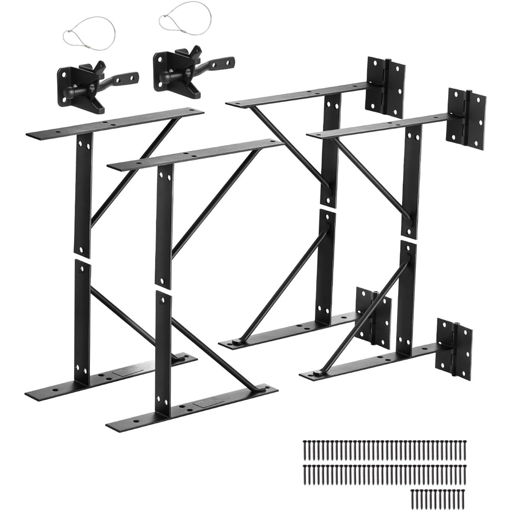 image:imageVEVOR Gate Corner Brace Bracket Anti Sag Gate Frame Hardware Kit Gate Frame Brace Bracket with Latch Lock Latch Lock Rope for Shed Doors Corral Gates Driveway Gates Stable Gates Iron Black2 Sets