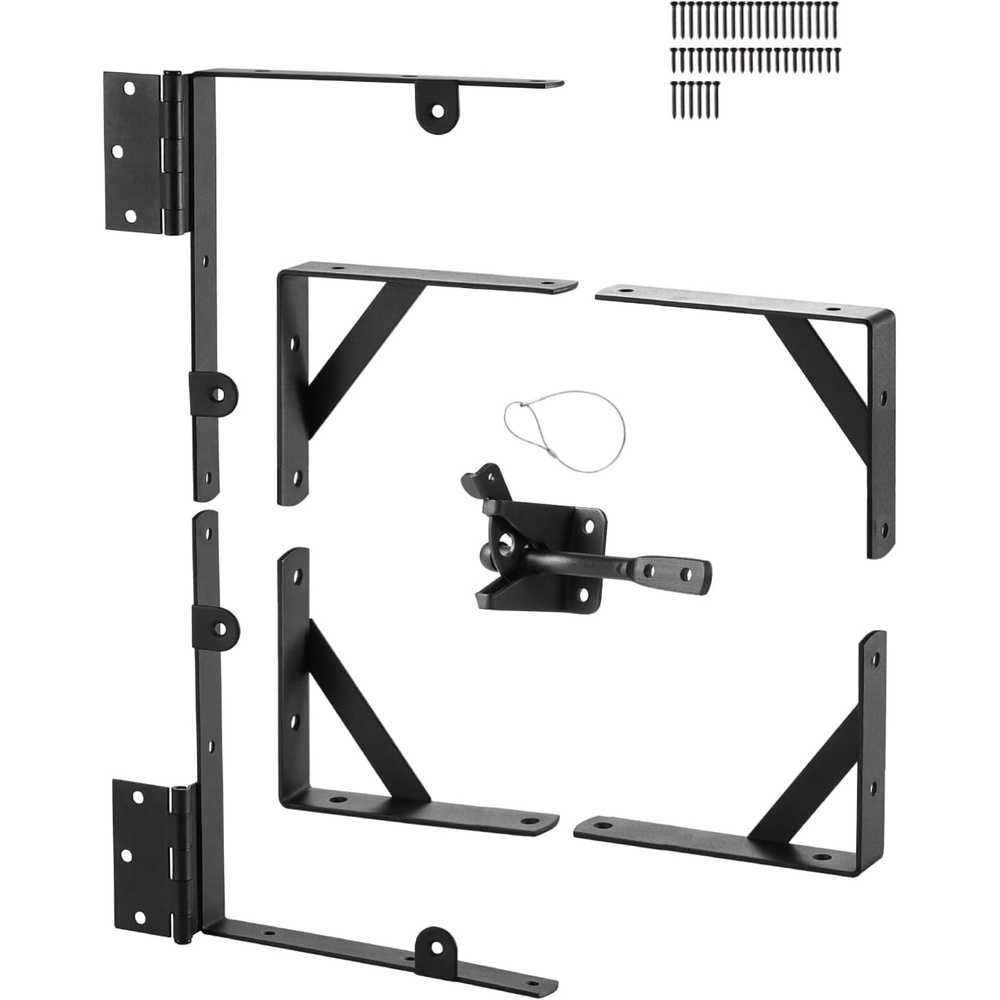 image:imageVEVOR Gate Corner Brace Bracket Anti Sag Gate Frame Hardware Kit Gate Frame Brace Bracket with Latch Lock Rope Latch Lock for Shed Doors Corral Gates Driveway Gates Wood Windows Iron Black1 Set