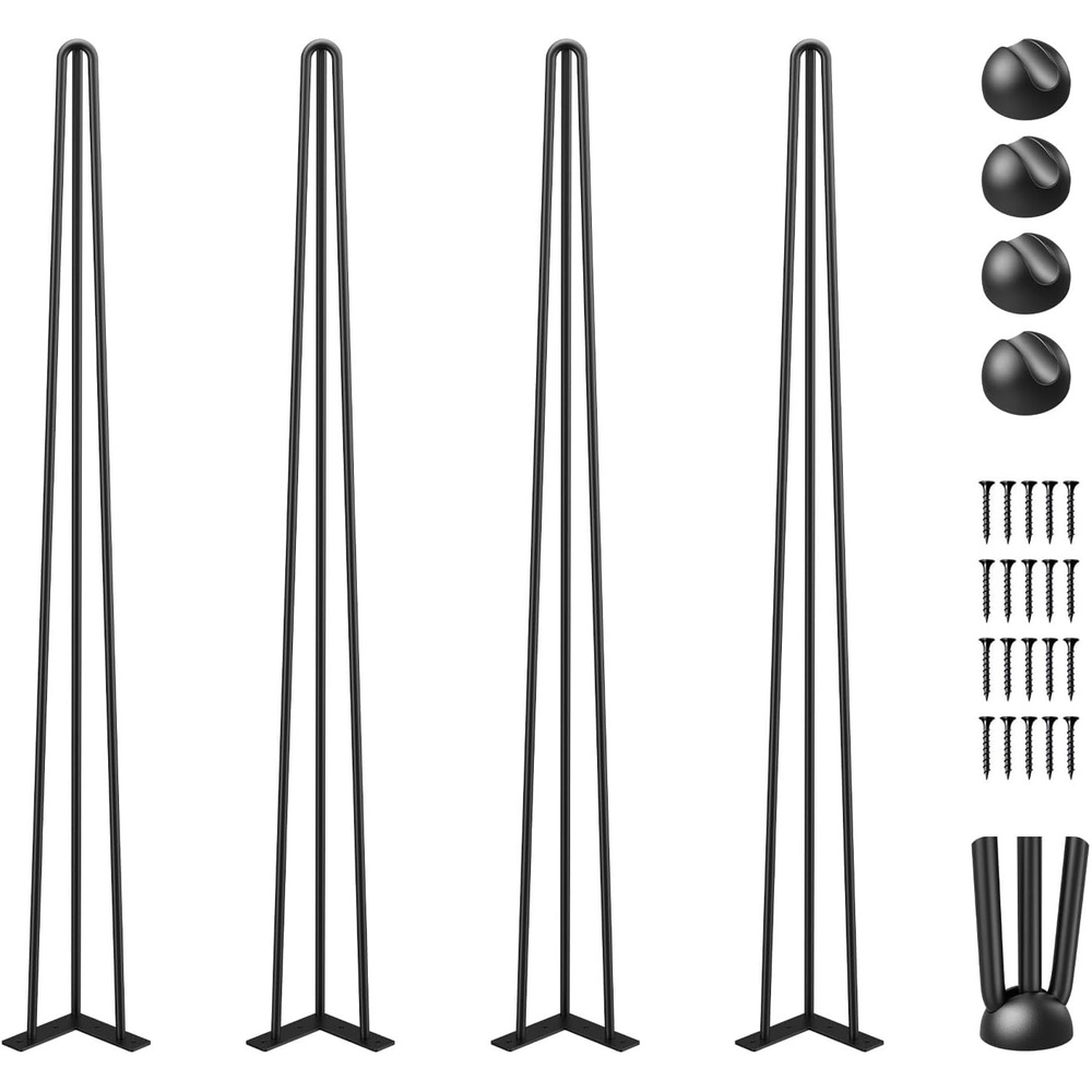image:imageVEVOR Hairpin Table Legs 22 Black Set of 4 Desk Legs 880lbs Total Load Capacity Hairpin Desk Legs 3 Rods for Bench Desk Dining End Table Chairs Carbon Steel DIY Heavy Duty Furniture Legs36 Inch