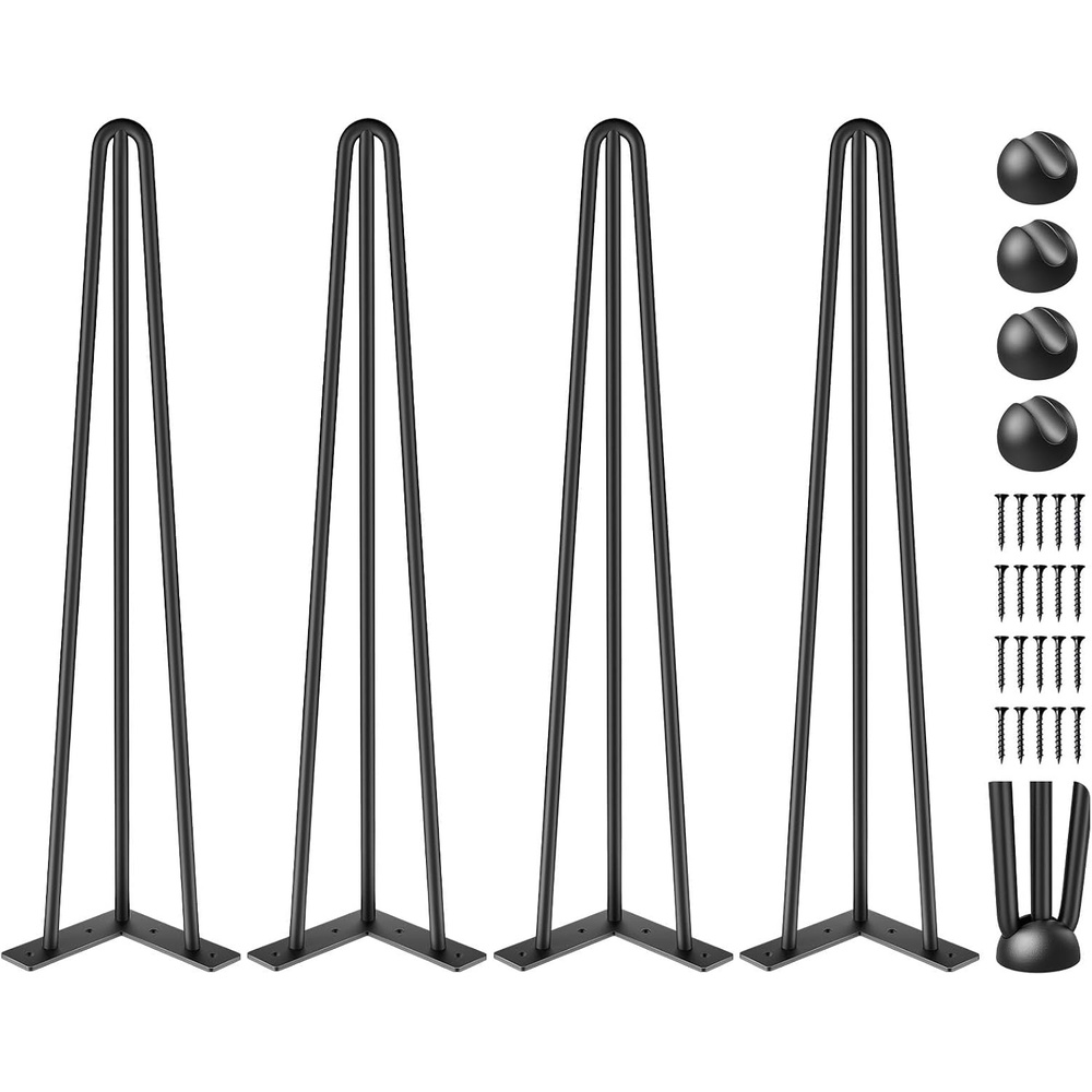 image:imageVEVOR Hairpin Table Legs 22 Black Set of 4 Desk Legs 880lbs Total Load Capacity Hairpin Desk Legs 3 Rods for Bench Desk Dining End Table Chairs Carbon Steel DIY Heavy Duty Furniture Legs20 Inch