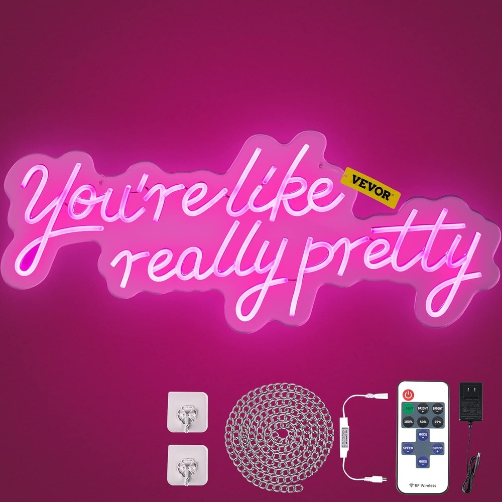 image:imageVEVOR Happy Birthday Neon Sign 18 x 8 26 x 75 Warm White LED Neon Lights Signs Adjustable Brightness with Remote Control Party Club Celebration DecorationPink