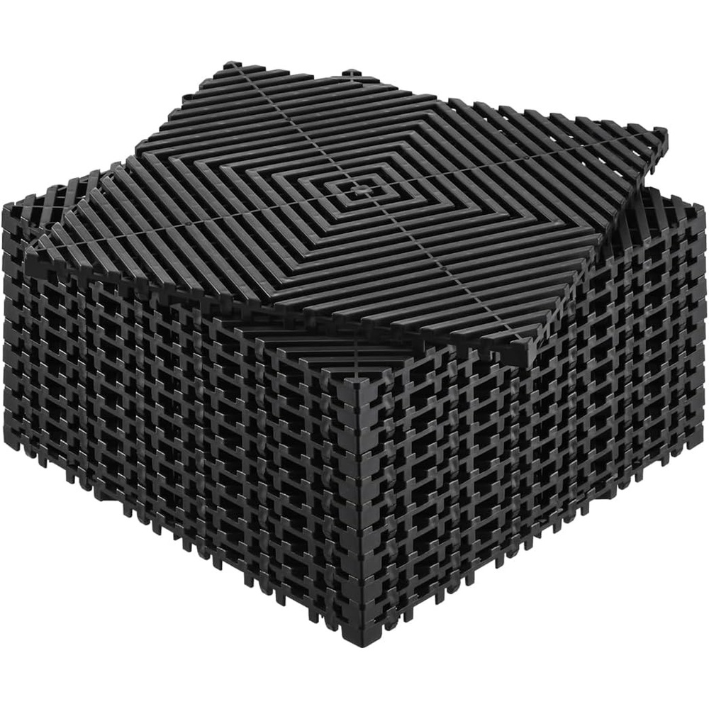 image:imageVEVOR Interlocking Drainage Mat 12 x 12 Modular Interlocking Cushion 12 Pcs Splicing Drainage Mats NonSlip PP Drainage Floor Tile and Shower Mat for Garage Garden Kitchen amp Outdoor BlackBlack