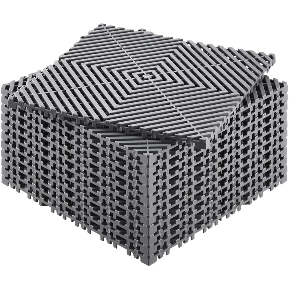 image:imageVEVOR Interlocking Drainage Mat 12 x 12 Modular Interlocking Cushion 12 Pcs Splicing Drainage Mats NonSlip PP Drainage Floor Tile and Shower Mat for Garage Garden Kitchen amp Outdoor BlackGrey