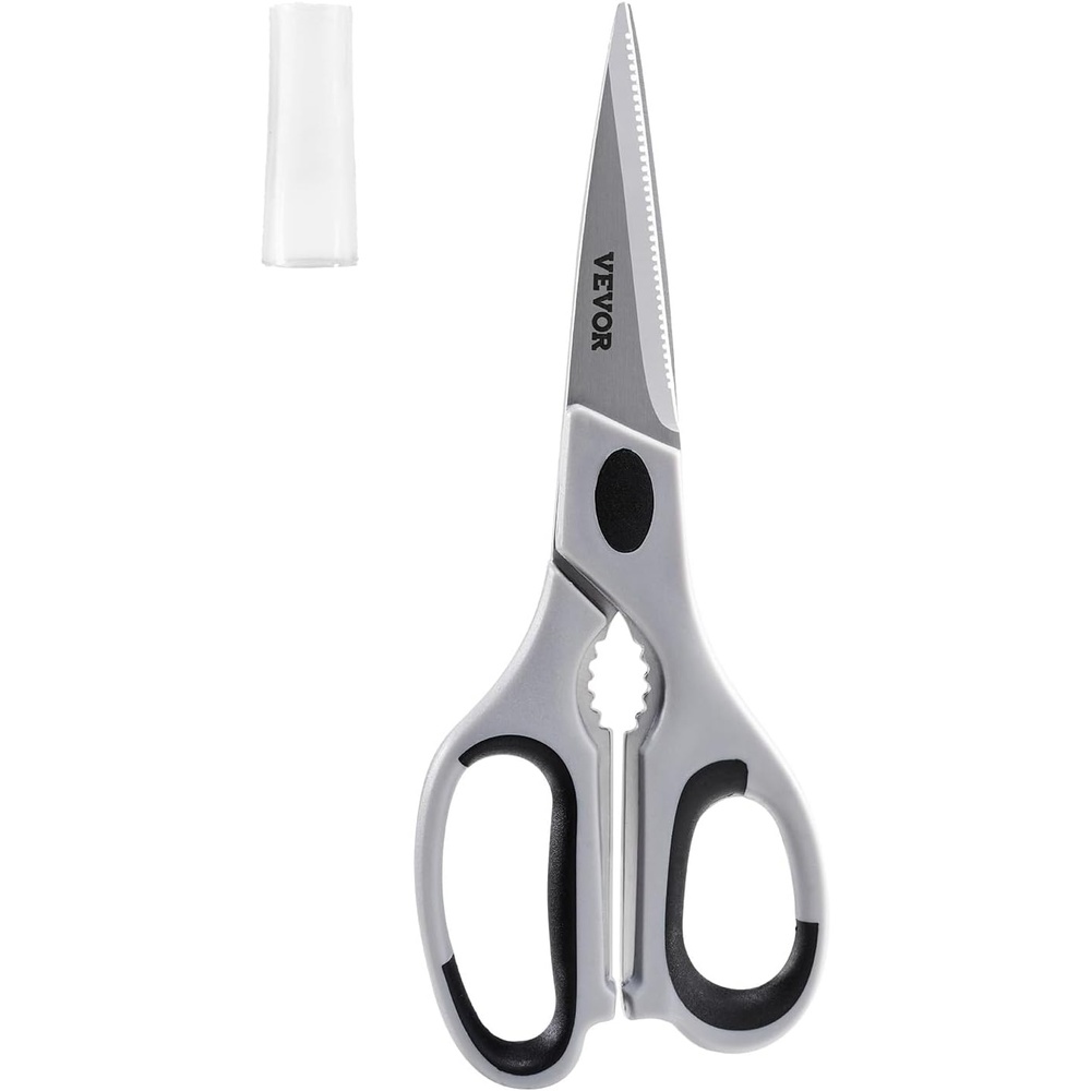 image:imageVEVOR Kitchen Scissors Durable Stainless Steel Kitchen Shears with Protective Sheath Heavy Duty Cooking Shears Soft Grip Comfort Handle Kitchen Utensil for Cutting Meat Food Fish Poultry Grey1pc