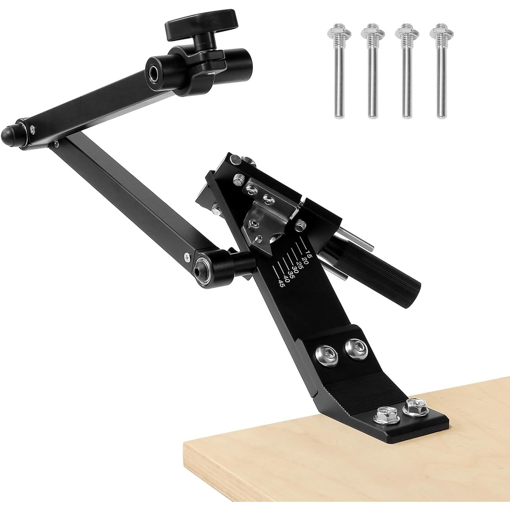 image:imageVEVOR Lawn Mower Blade Sharpener 15 45 Adjustable Lawnmower Blade Sharpening Tool with 4 Adapter Pins Ball Bearing Design amp 25mm Enlarged Handle Compatible with Most Angle GrindersNo balancer