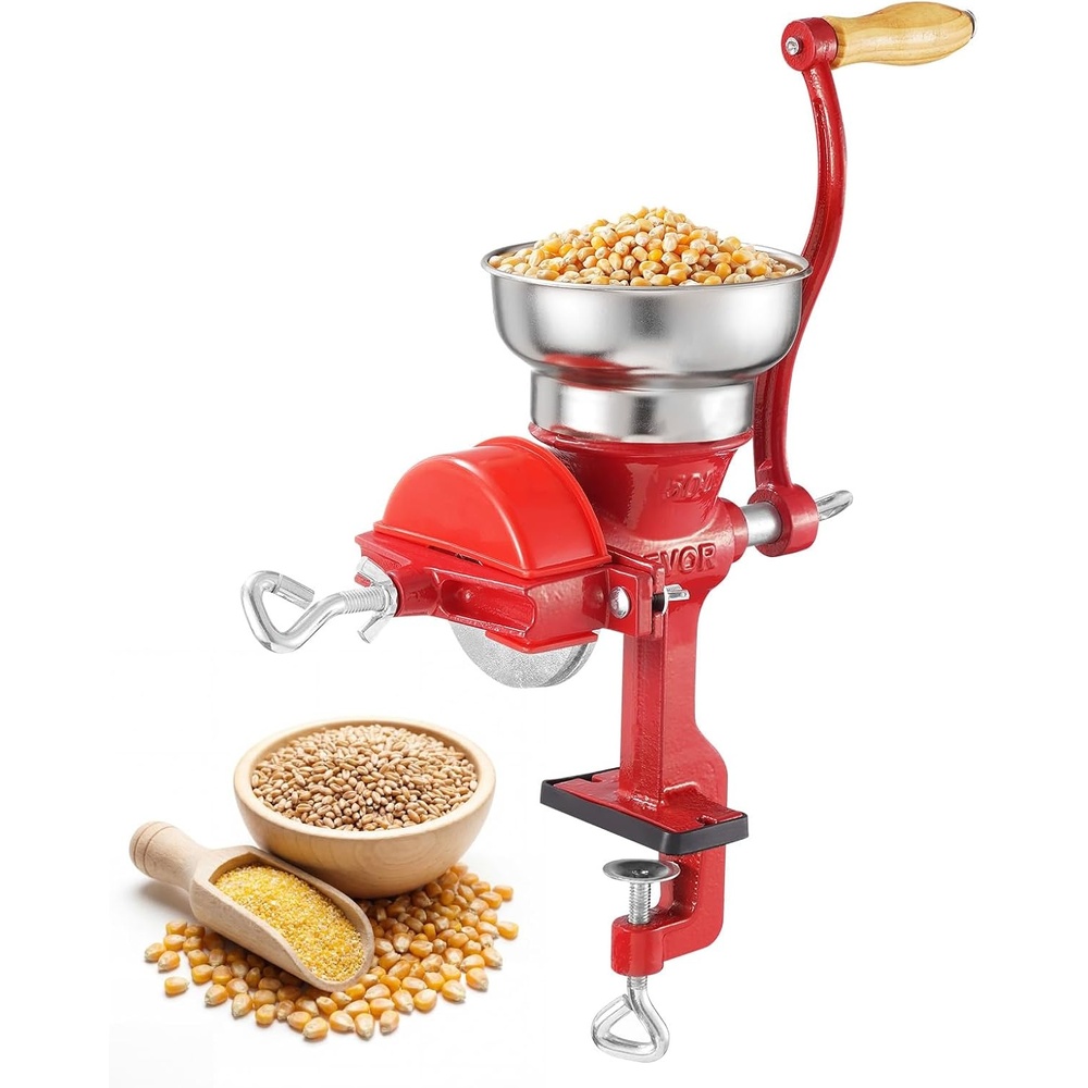 image:imageVEVOR Manual Grain Mill with Low Hopper HandCrank Corn Grinder Heavy Duty Cast Iron Wheat Grinding Mill with Stable Table Clamp amp Dust Cover for Grains Spices Coffee Beans Nuts