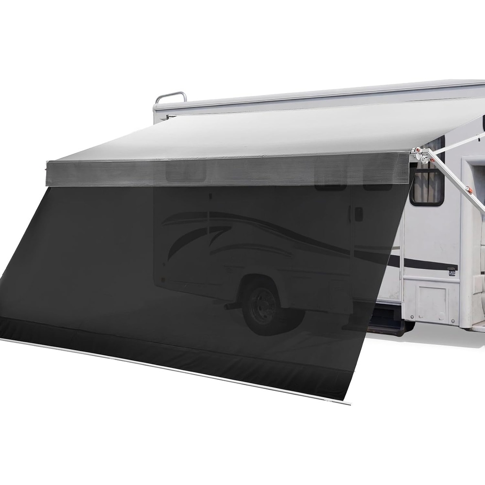 image:imageVEVOR Manual RV Awning Complete Kit 1012FT Retractable RV Awning with Aluminum Alloy Frame amp Waterproof PVC Fabric Outdoor Camping Trailer Awnings Fit Most RVs 10FT Type Gradient Gray18 FT with Sunshade Screen