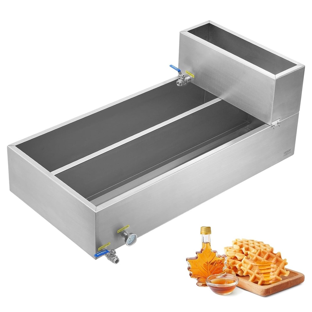 image:imageVEVOR Maple Syrup Evaporator Pan 249 Gal 24 x 24 x 10 Inch Maple Syrup 304 Stainless Steel Maple Syrup Pan Evaporator Pan with 1 Valve and 3 Heating Methods for Home Outdoor47 x 24 x 96 Inch