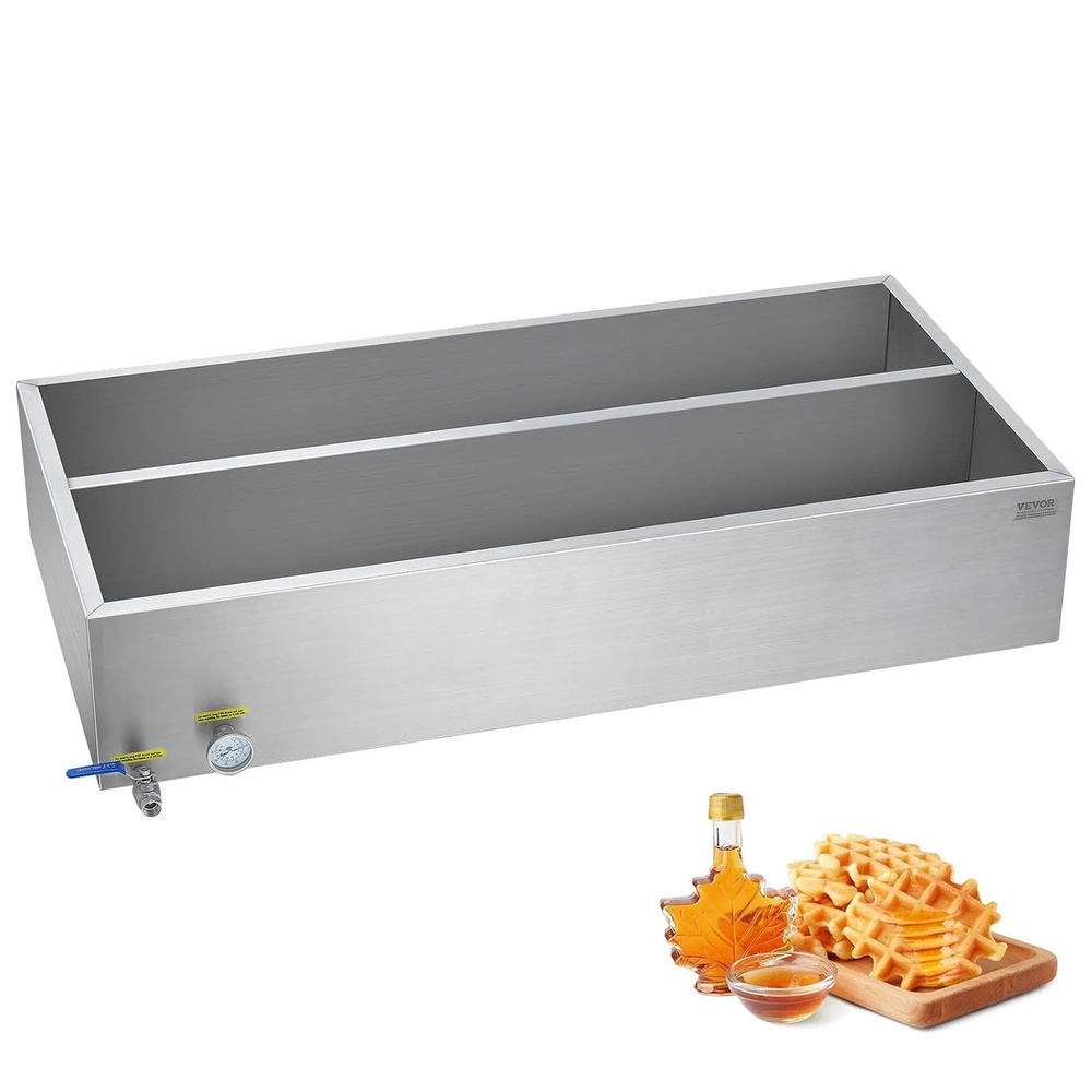 image:imageVEVOR Maple Syrup Evaporator Pan 47 Gallon 683 Cups of 88oz Maple Syrup Flat Evaporator Pan with Thermometer 1 Valve and 3 Heating Methods Stainless Steel Maple Syrup Pan for Home Outdoor