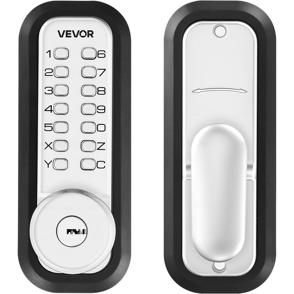 image:imageVEVOR Mechanical Keyless Entry Door Lock 20 Code Upgrade 47 Digits Code SingleSided Push Button Combination Mechanical Keypad Door Knob Auto Locking for Garden Gates Indoor or Outdoor BlackPearl Chrome