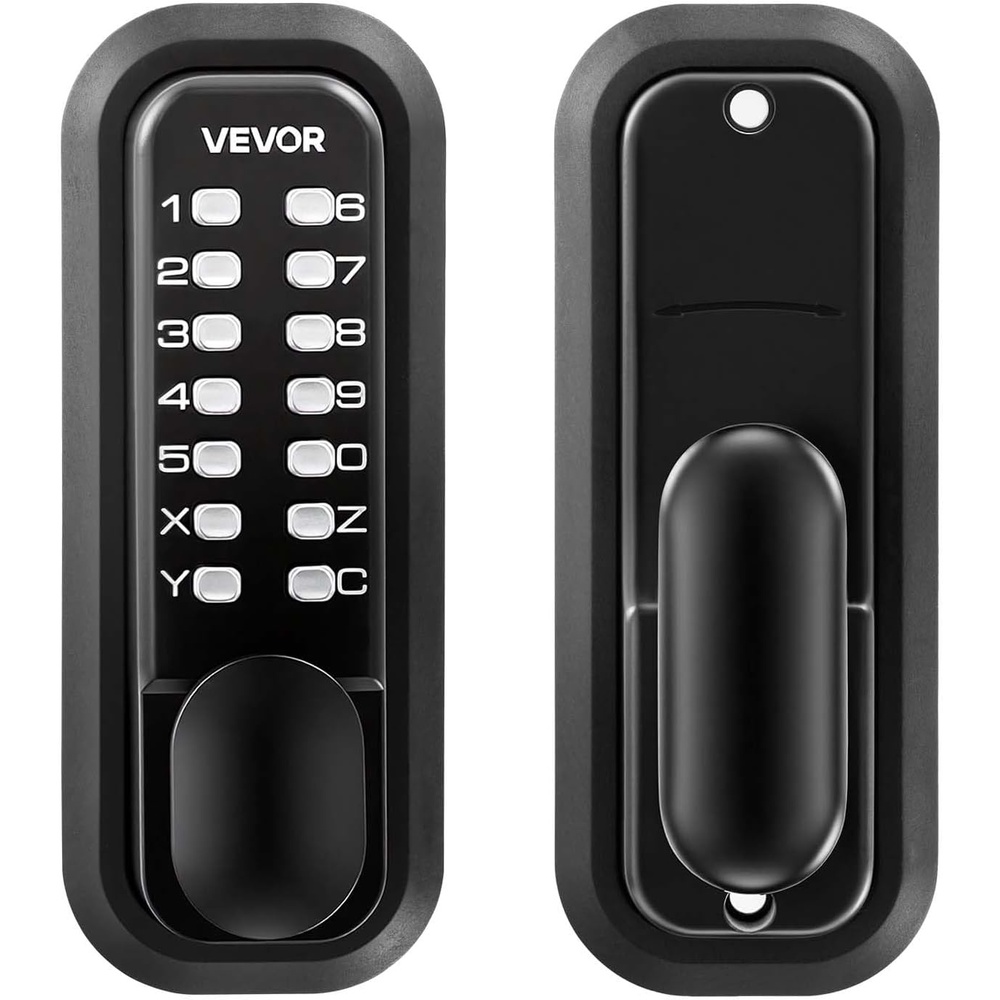 image:imageVEVOR Mechanical Keyless Entry Door Lock 20 Code Upgrade 47 Digits Code SingleSided Push Button Combination Mechanical Keypad Door Knob Auto Locking for Garden Gates Indoor or Outdoor BlackBlack