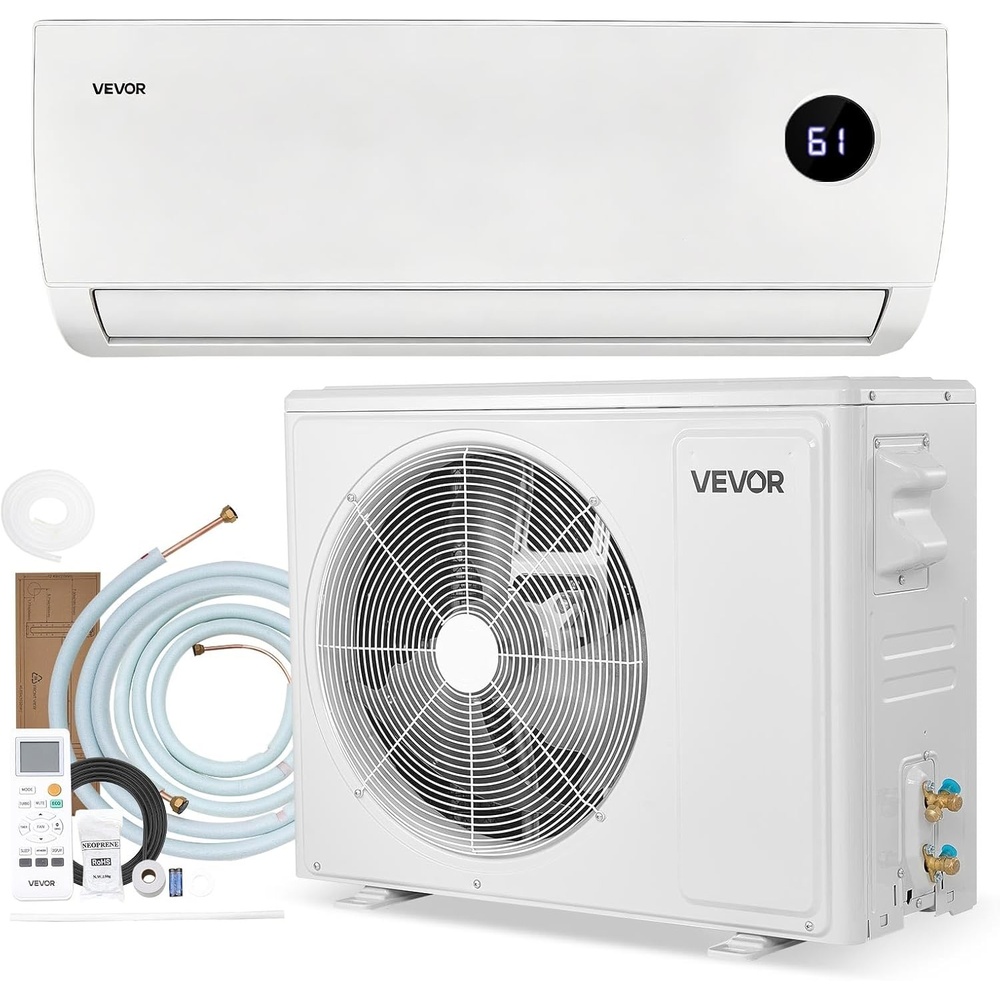 image:imageVEVOR Mini Split Air Conditioner 9000 BTU 230V Fast Cooling amp Heating 19 SEER2 High Efficiency Energy Saving Quiet Inverter System for 450 SqFt Coverage Area Easy to Maintain for Home Office12000BTU 115V 19 SEER2