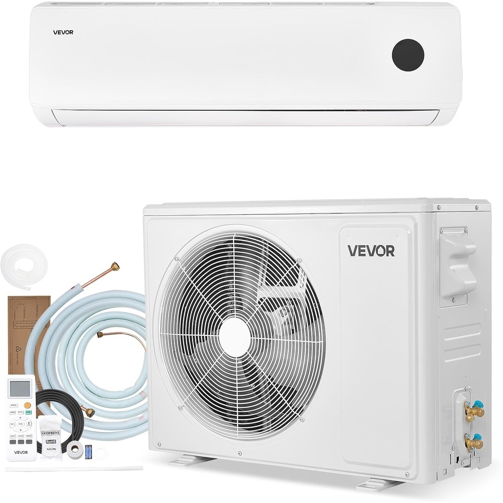 image:imageVEVOR Mini Split Air Conditioner 9000 BTU 230V Fast Cooling amp Heating 19 SEER2 High Efficiency Energy Saving Quiet Inverter System for 450 SqFt Coverage Area Easy to Maintain for Home Office18000BTU 230V 19 SEER2