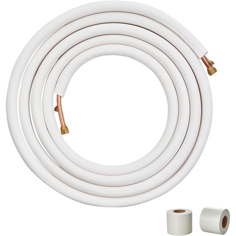 image:imageVEVOR Mini Split Line Set 16FT 14 amp 12 OD Copper Pipes Tubing and TripleLayer Insulation for Air Conditioning or Heating Pump Equipment amp HVAC with Rich Accessories 18ft Connection Cable25FT Length 14  12