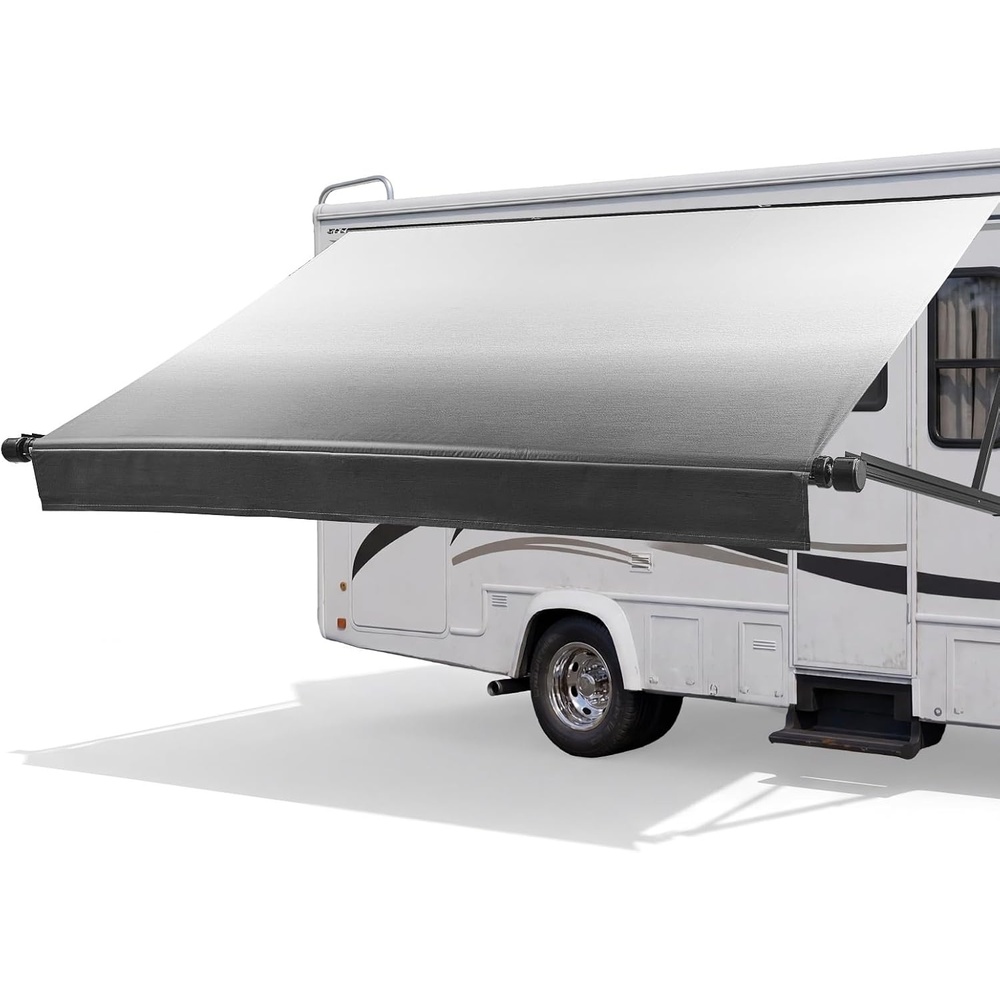 image:imageVEVOR Motorized RV Awning Complete Kit 1506FT Electric Retractable RV Awning with Aluminum Alloy Frame amp Waterproof Fabric Outdoor Camping Trailer Awnings Fit Most RVs 15FT Type Gradient Black15 FT