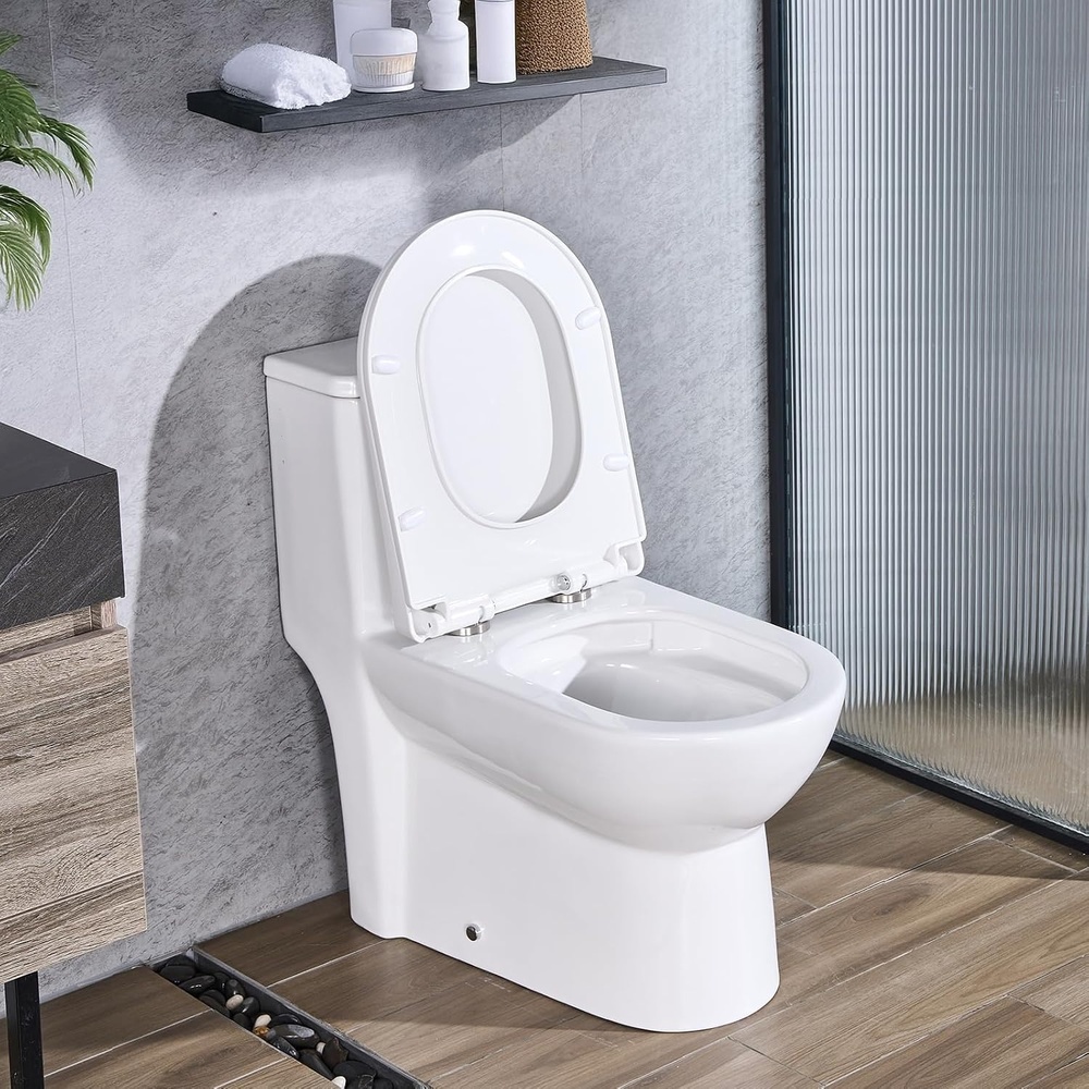 image:imageVEVOR OnePiece Toilet Elongated Toilet Vortex Left Flush 128 GPF Toilets for Bathroom with Comfortable Chair Seat Standard Height EasyClean Skirted Design 12 inch RoughIn White  Silver12 Roughin  Dual Flush 1116 GPF