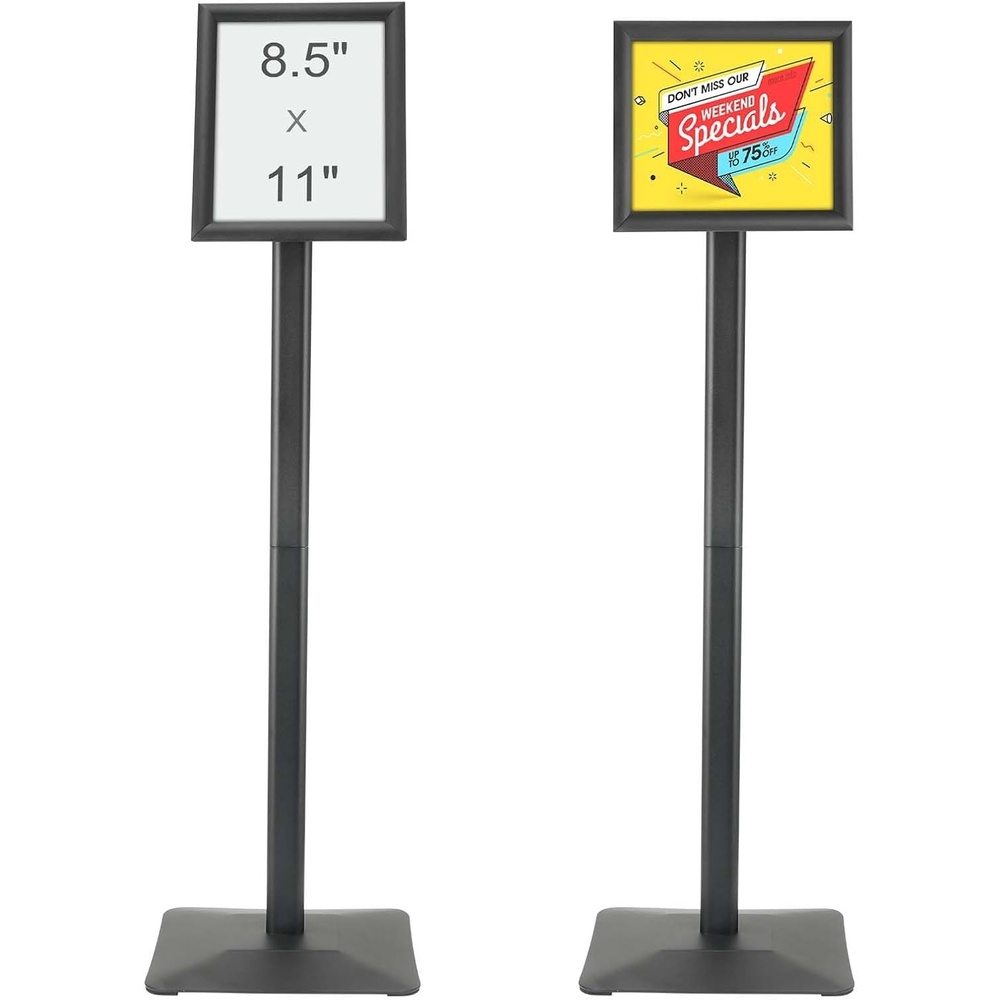 image:imageVEVOR Pedestal Sign Holder 11 x 17 Inch Vertical and Horizontal Adjustable Poster Stand HeavyDuty Floor Standing Sign Holder with Metal Base for Display Advertisement and Outdoor Black85 x 11 Inch