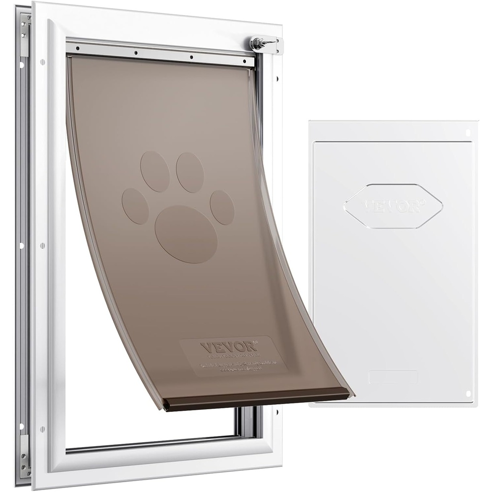 image:imageVEVOR Pet Door for Interior and Exterior Doors Aluminum Frame Metal Closing Panel and Lock Strong and Durable Dog Door Pet Door Suitable for Extra Large Dogs WhiteExtra LargeMedium