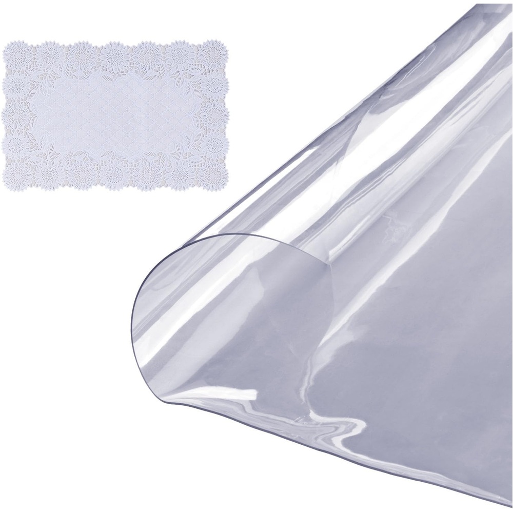 image:imageVEVOR Plastic Table Cover 42 x 78 Inch 2 mm Thick Clear Table Protector Rectangle Clear Desk Mat Waterproof amp Easy Cleaning for Office Dresser Night Stand48 Round