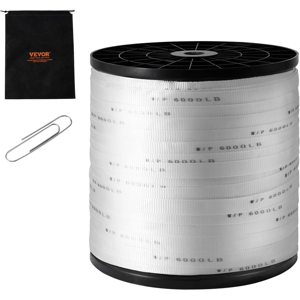 image:imageVEVOR Polyester Pull Tape 2500 lbf Tensile Capacity Polyester Webbing 34 x 528 Cable Pulling Tape Printed Webbing Mule Tape Flat Rope for Packaging Commercial Electrical Gardening34 x 528