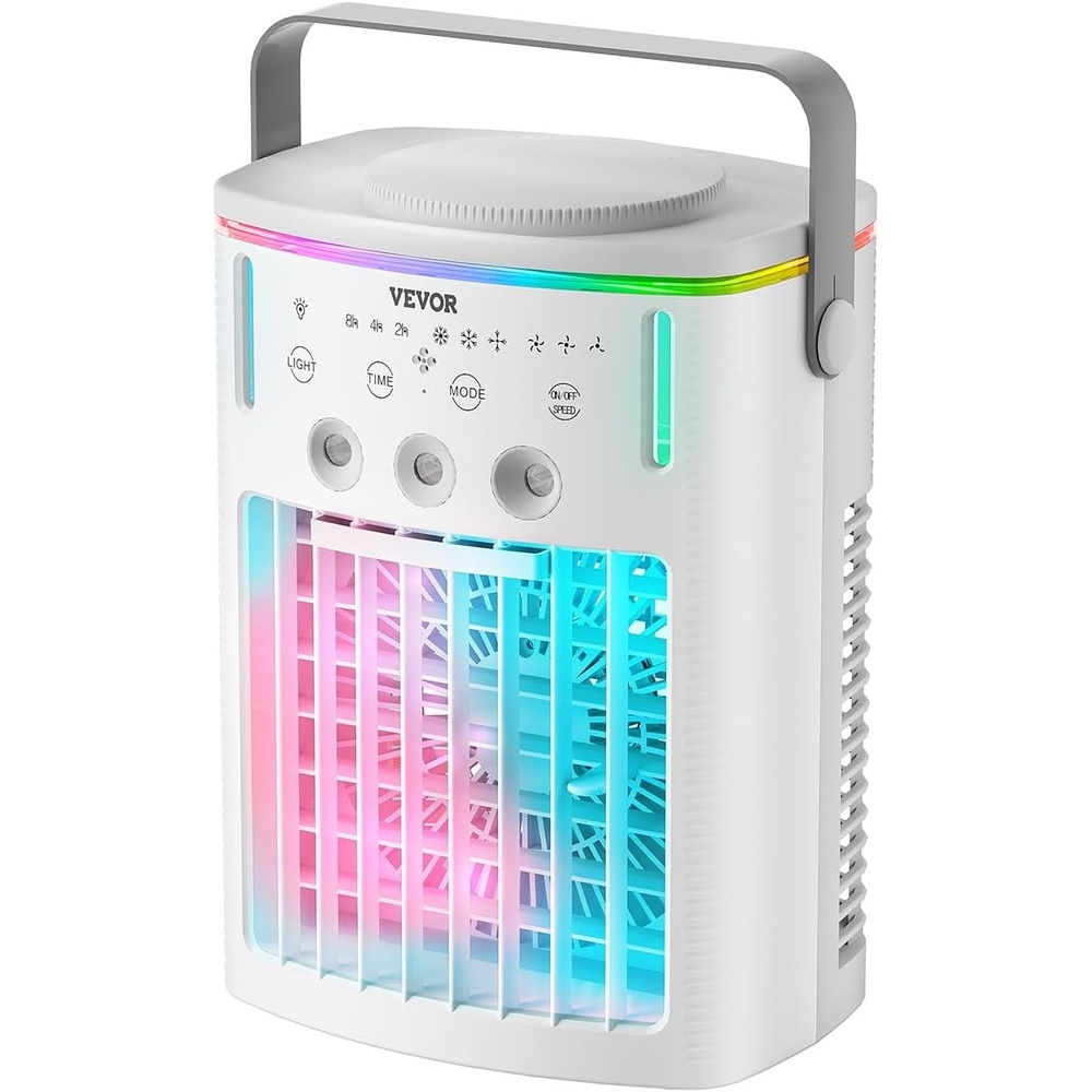 image:imageVEVOR Portable Air Conditioner 4in1 Evaporative Air Cooler with Remote Control 3Speed Mini Air Conditioner with Timer 3 Mist Levels 1L Water Tank 120 Oscillating Mini AC Fan for Desktop Home