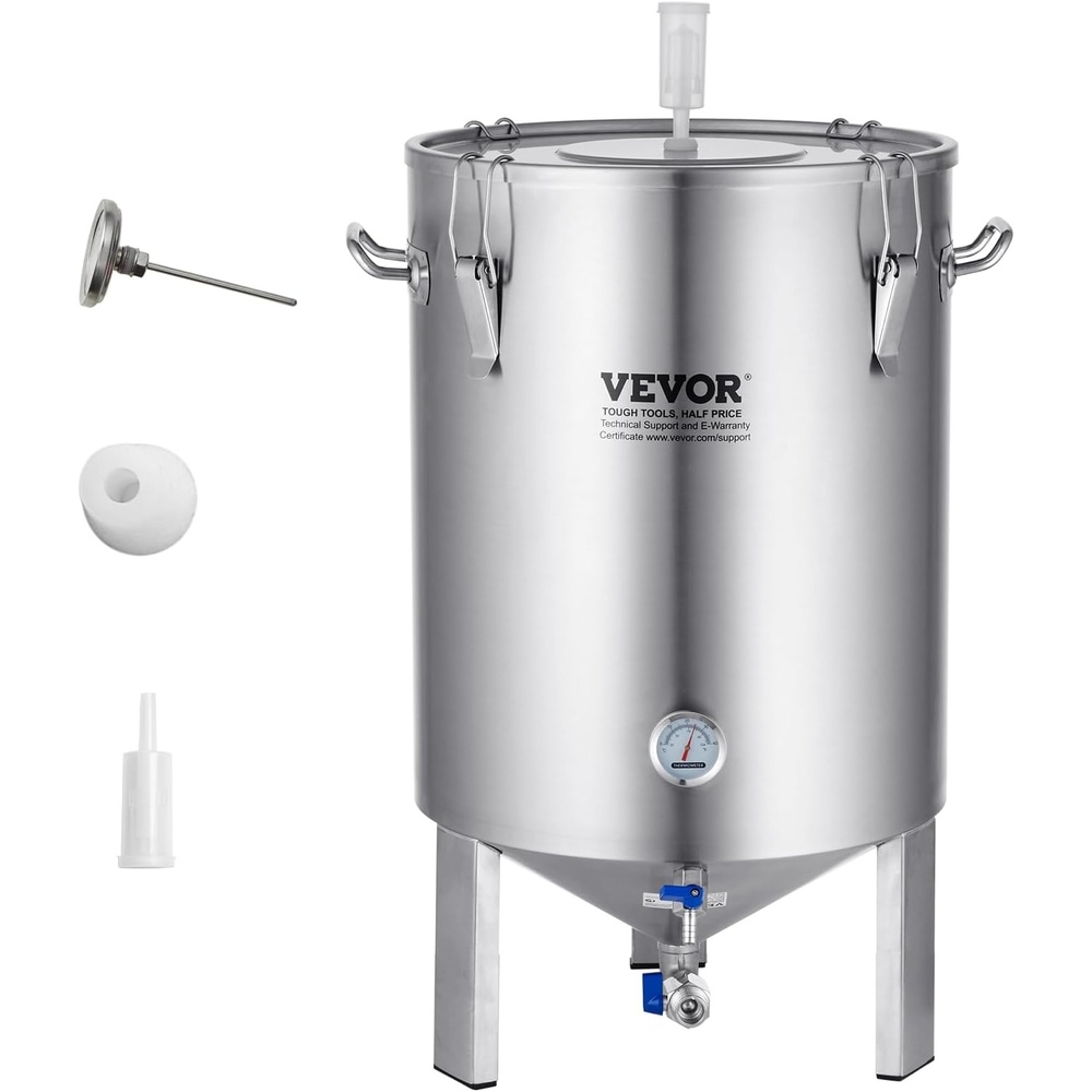 image:imageVEVOR Pressure Fermenter 15 PSI 8 Gal30L AllinOne Stainless Steel Conical Secondary Fermentation Bucket for Wine Beer Brewing Equipment16 GalFermenter10