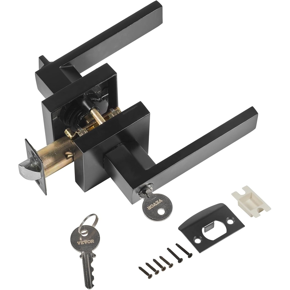 image:imageVEVOR Privacy Door Handle 5Pack Matte Black Interior Door Lever Left or Right Handing Reversible Lever with Keyless Turn Lock 45 Rotation to Open Door Handles for Bedroom and Bathroom DoorsMatte Black