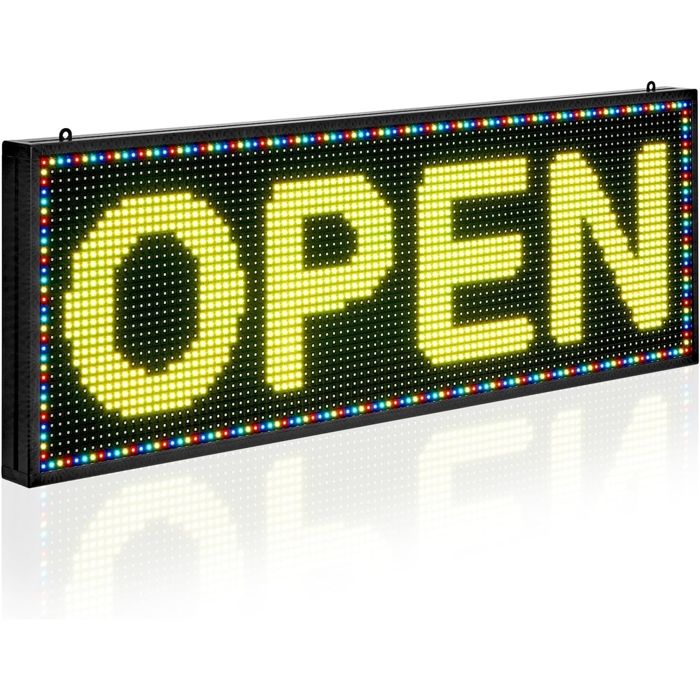 image:imageVEVOR Programmable LED Sign P10 Full Color Flexible Digital Scrolling Panel DIY Custom Text Pattern GIF Display Board Bluetooth APP Control Message Shop Sign for Store Business Advertising 27x14 in40x14 in