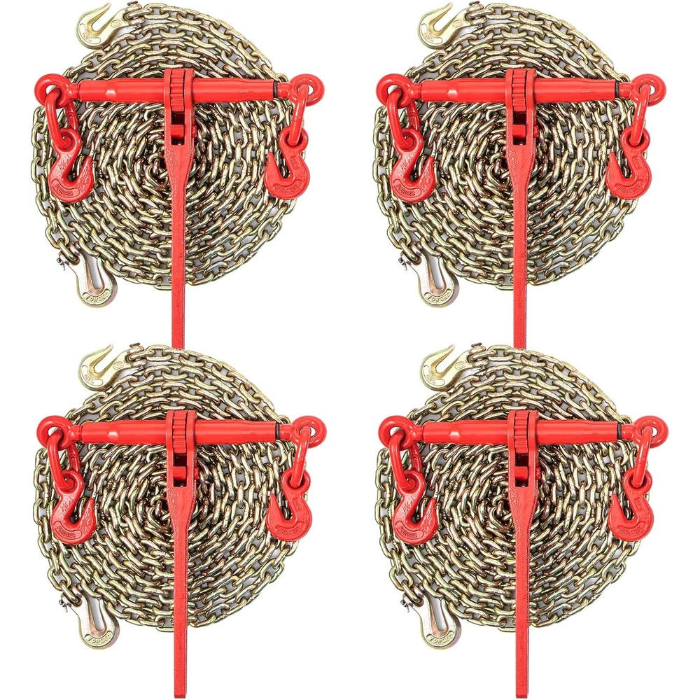 image:imageVEVOR Ratchet Chain Binder 51638 7100 lbs Load Limit amp 4100 lbs G80 Chain Heavy Duty Load Binders Detachable AntiSkid Handle Tie Down Hauling Chain Binders for Flatbed Truck Trailer 4 Set4P 21ft