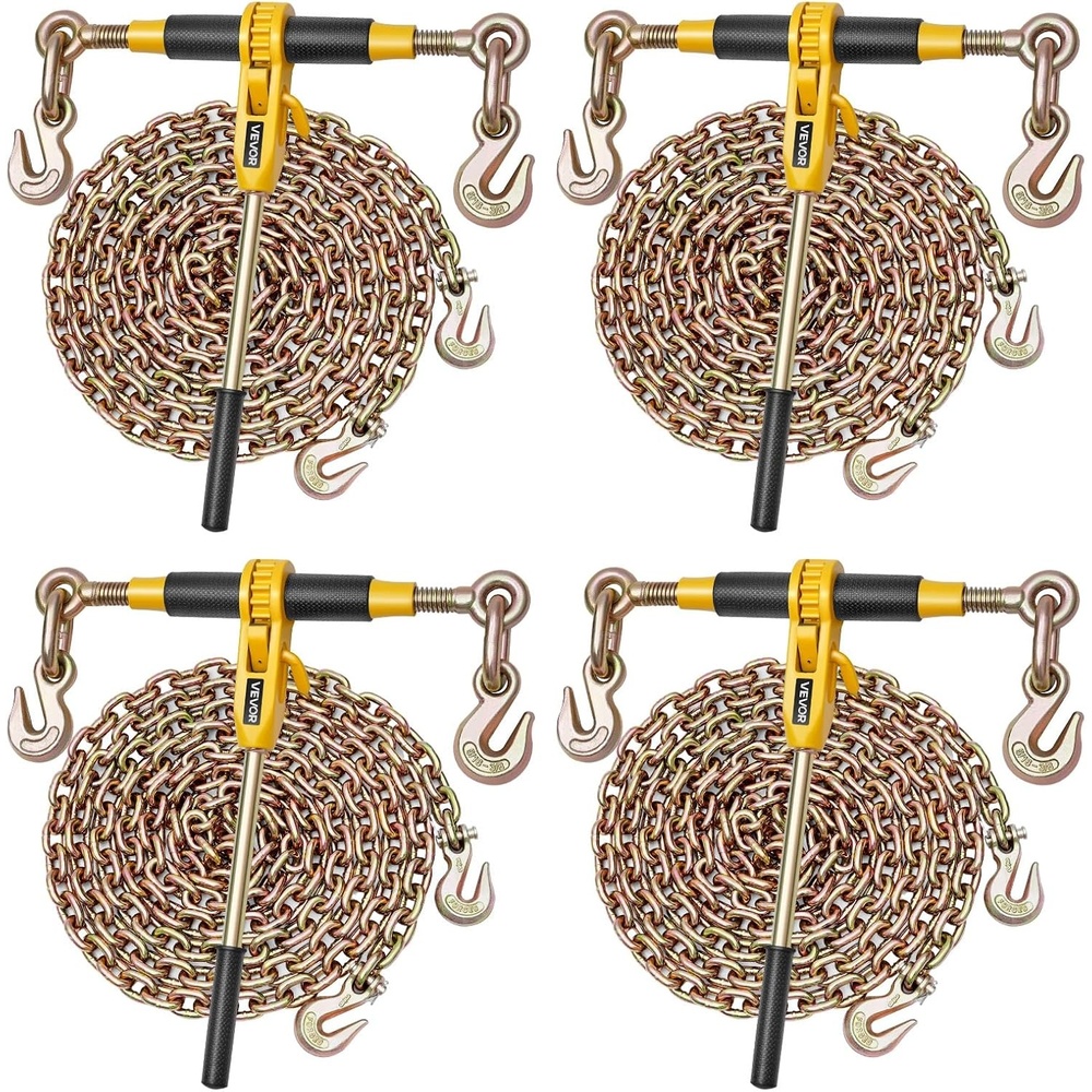 image:imageVEVOR Ratchet Chain Binder 51638 7100 lbs Load Limit amp 4100 lbs G80 Chain Heavy Duty Load Binders Detachable AntiSkid Handle Tie Down Hauling Chain Binders for Flatbed Truck Trailer 4 Set4P 14ft