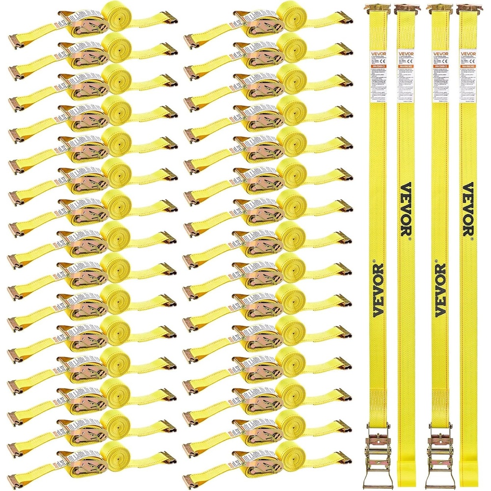 image:imageVEVOR Ratchet Straps 2 in x 30 ft Heavy Duty Tie Down Straps with Double J Hook 10000 lbs Break Strength Tie Down Ratcheting for Moving Trailers Motorcycles Kayaks Car Roof 10 Pack2 x 15  30 PACK