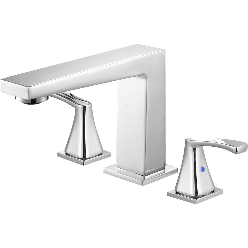 image:imageVEVOR Roman Tub Faucet 3 Hole Waterfall Bathtub Faucet Bath Tubs Faucets Set with 2 Handles Deck Mount Bath Tub Faucets Set for Pet Washing Adult Bathing Chrome High Arc SpoutSilver