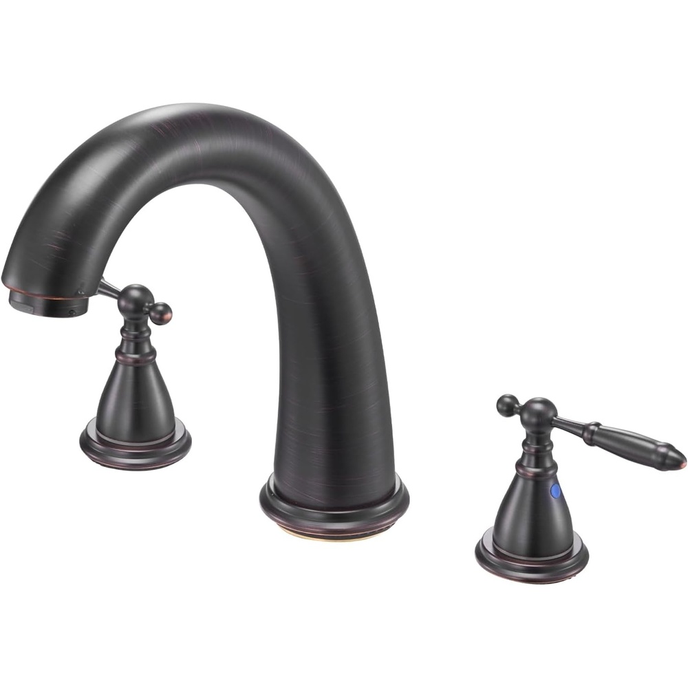 image:imageVEVOR Roman Tub Faucet 3 Hole Waterfall Bathtub Faucet Bath Tubs Faucets Set with 2 Handles Deck Mount Bath Tub Faucets Set for Pet Washing Adult Bathing Chrome High Arc SpoutBronze