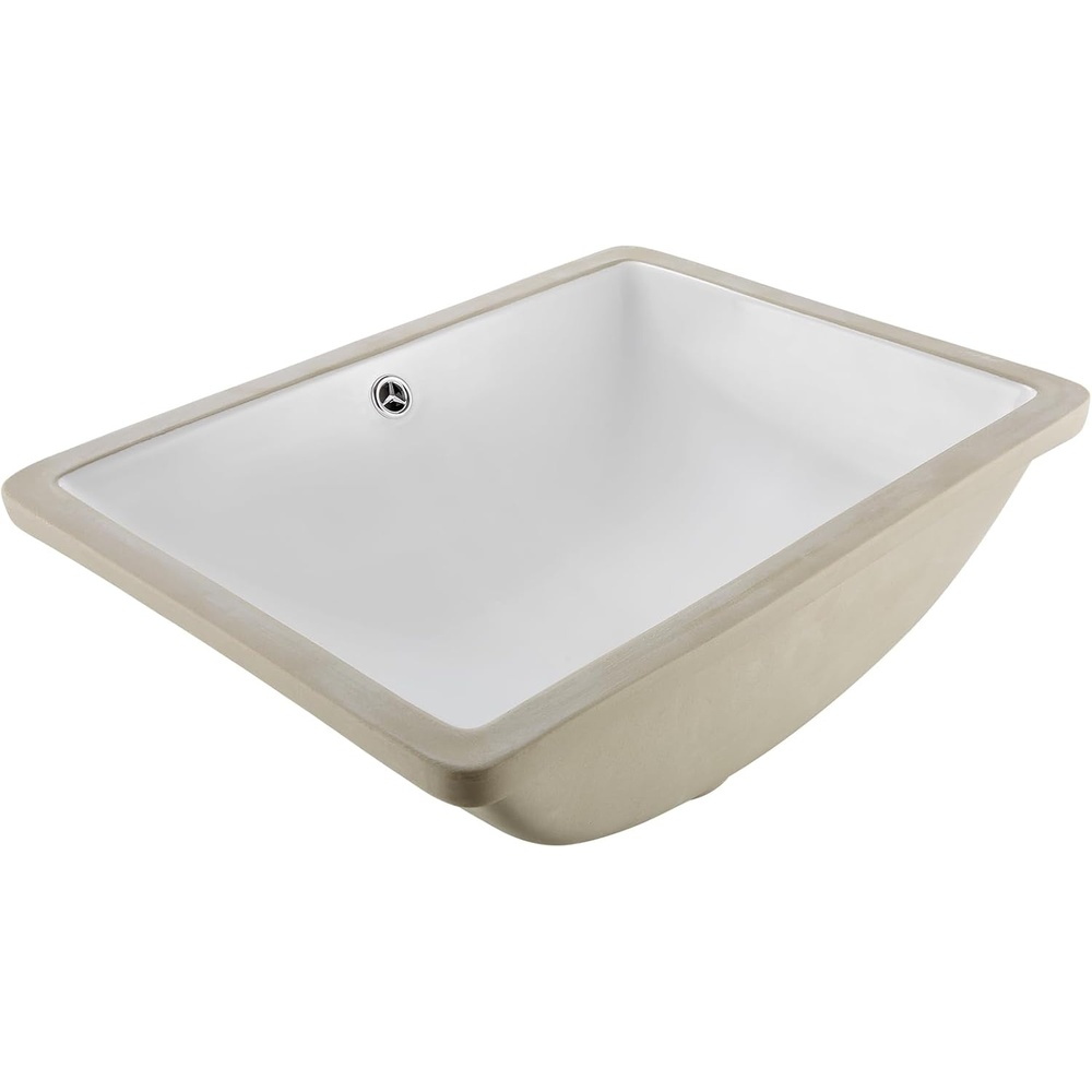 image:imageVEVOR Semi Recessed Bathroom Sink 2008 x 1831 Inch Rectangular White Ceramic Vessel Sink with Overflow and 3 Faucet Holes Drop in Modern Lavatory Vanity Bath Wash Bowl Basin Rectangle Small SpaceUndermount 2028 x 1516 Inch
