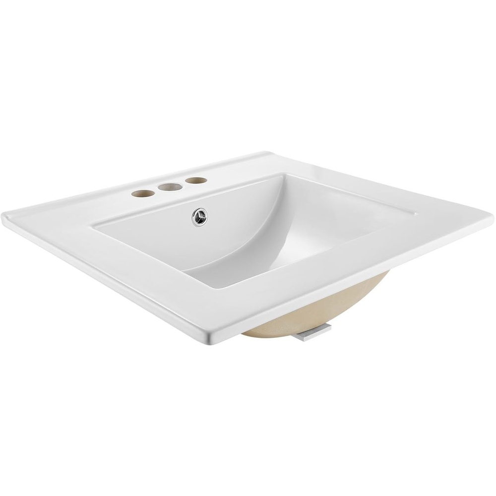 image:imageVEVOR Semi Recessed Bathroom Sink 2008 x 1831 Inch Rectangular White Ceramic Vessel Sink with Overflow and 3 Faucet Holes Drop in Modern Lavatory Vanity Bath Wash Bowl Basin Rectangle Small SpaceSemi Recessed 2008 x 1831 Inch