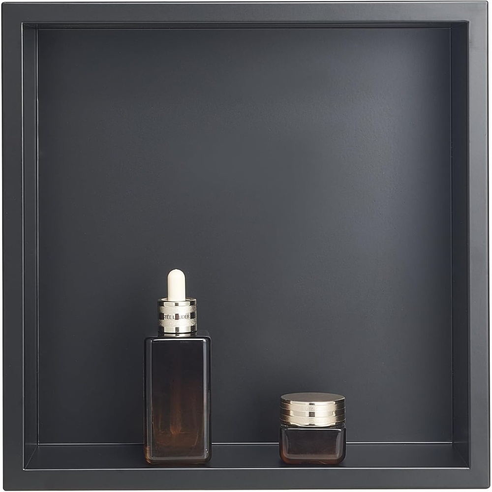 image:imageVEVOR Shower Niche 13 x 25 x 4 inch Recessed Wall Niche HeavyDuty Stainless Steel Modern Soap amp Shampoo Storage Organizer Sealed Waterproof Durable amp Easy to InstallBlack for BathroomBlack