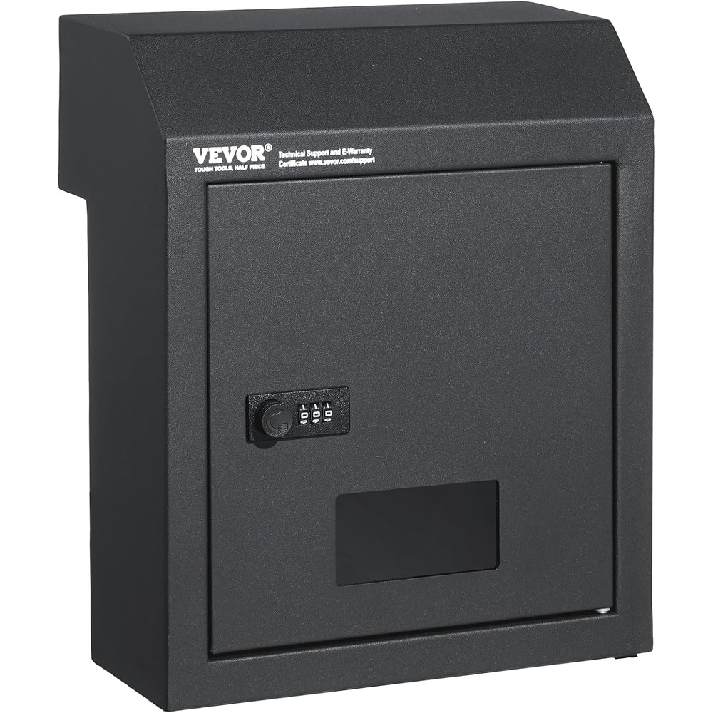 image:imageVEVOR Through The Door Key Drop Box Heavy Duty Steel Through The Door Mailbox with 12 Combination Lock Mail Drop Box Dark GrayGray