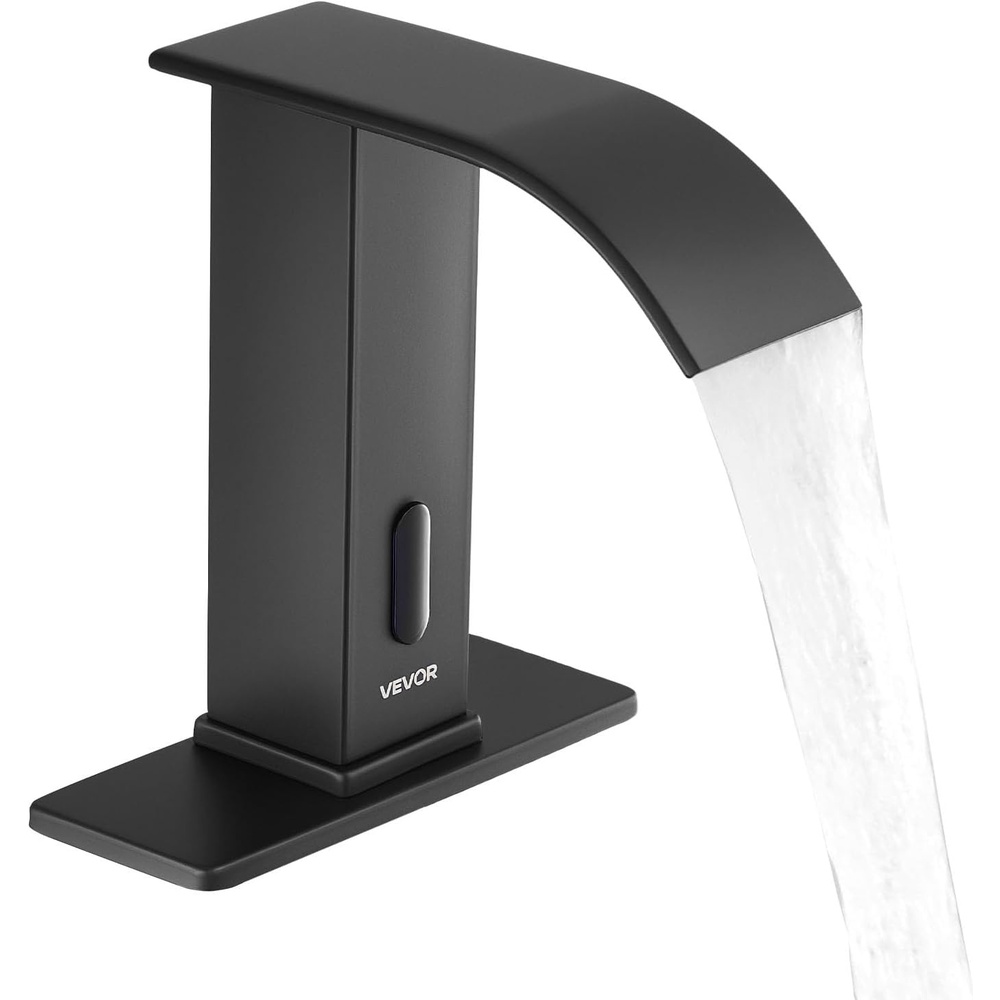 image:imageVEVOR Touchless Bathroom Sink Faucet Automatic Motion Sensor Restroom Toilet Faucet with Hole Cover Plate Battery OperatedAdjustable Temp for 916 in Pipe Commercial LavatoryBrushed Nickel SilverMatte Black