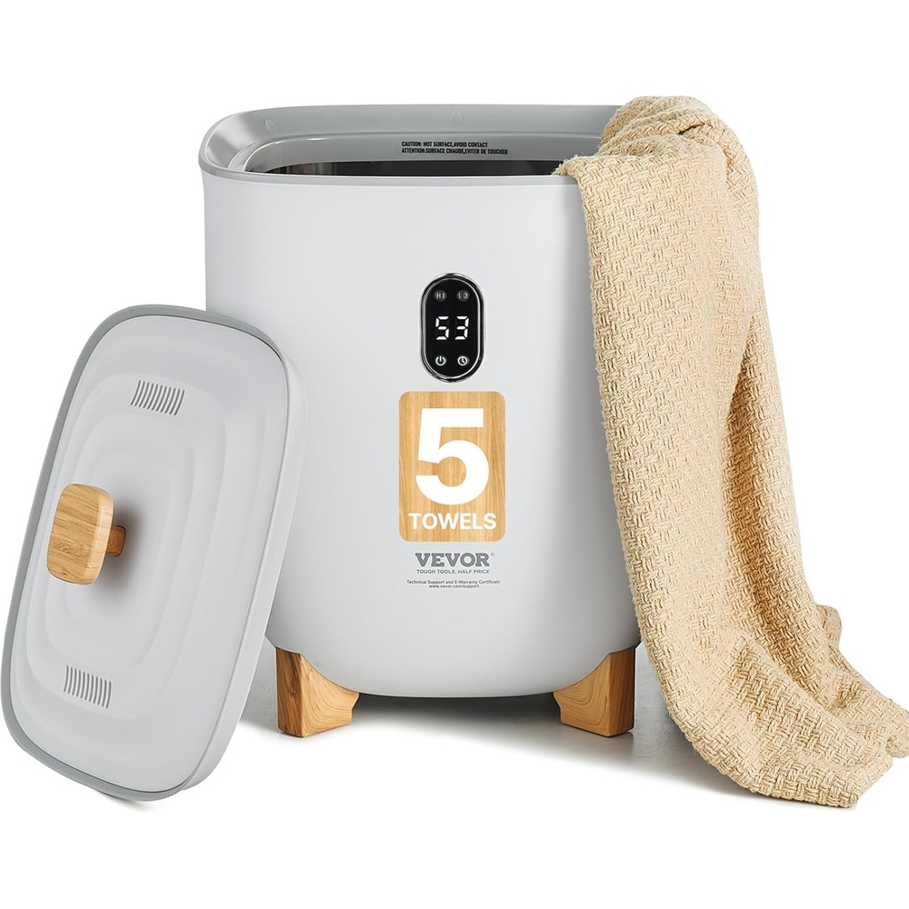 image:imageVEVOR Towel Warmers for Bathroom 25 L Towel Warmer Bucket with Auto Shut Off for Spa Fits up to 5 Oversized Towels Blankets Clothes Bathrobes PJs and MoreGray