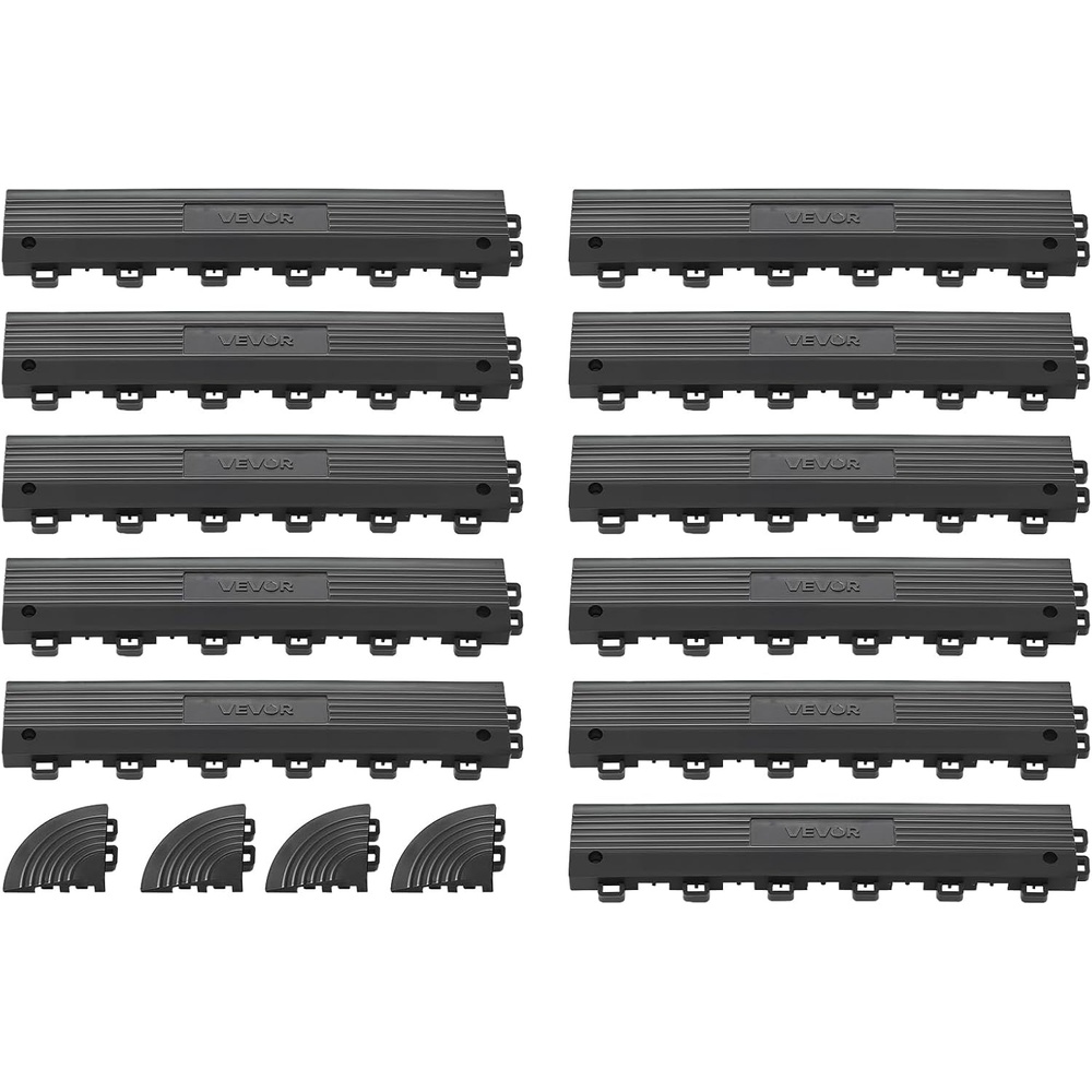 image:imageVEVOR Transition Edge Kit 11Piece Durable PP Interlocking Modular Garage Floor Edging Easy Installation Only Compatible with VEVOR Drainage Mats BlackFemale